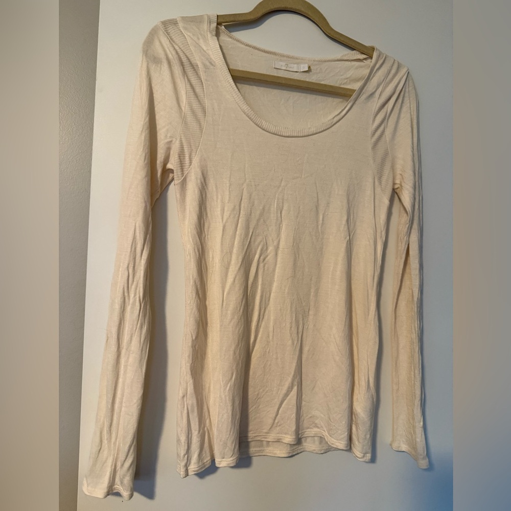 7 for all mankind Cream Long Sleeve Women's Shirt